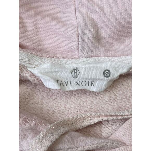 Tavi Noir Semi Cropped Blush Pink Hoodie Athleisure Loungewear Sporty Chic Small - Picture 4 of 10
